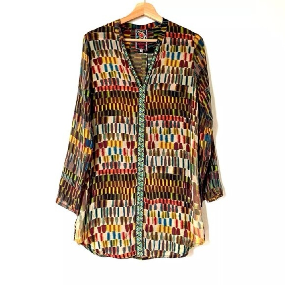 Johnny Was Embroidered V-Neck Tunic - Picture 2 of 6